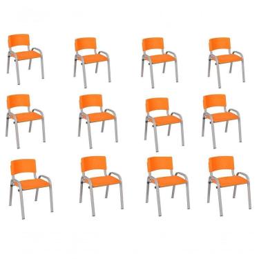 Imagem de Kit 12 Cadeiras Infantil Iso, , Base Cinza Laranja