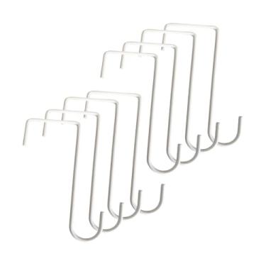 Imagem de IEUDNS 8x Ganchos de cerca, ganchos de cerca, de poste de piscina resistentes, de pátio, de plantas para ferramentas de jardim, alimentadores de pássaros, Branco 20cm