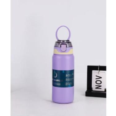 Imagem de Garrafa térmica com alça e canudo 600ml - NoBrand, Lilas