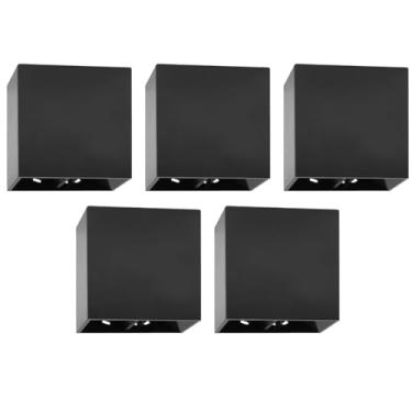 Imagem de Kit 5x Arandela Slim Preta Externa Facho Duplo Ajustável Led 4w 3000K IP67 Branco Quente Bivolt