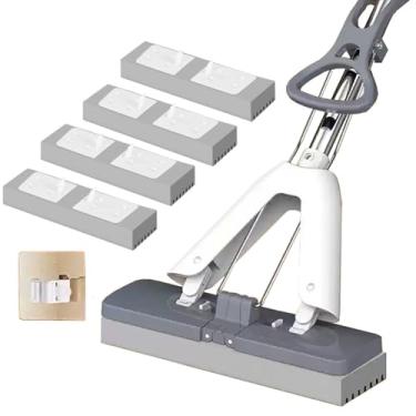 Imagem de TBATM Mop Squeezy com Balde e Cabeça de Substituição,Mop Esponja de Pva com Alça de Aço Inoxidável,Super Absorvente de Uso Duplo Molhado e Seco para Pisos Duros de Madeira,Limpeza de Carro,D,29X137cm