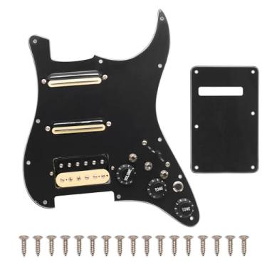 Imagem de SAPHUE Ssh-Coil Splitting Guitarra Elétrica Pickguard Dois Mini Humbucker + Um Humbucker (9K/9K/15K) + Interruptor Silencioso Carregado Pré-Cabeado Scratchplate (Preto)