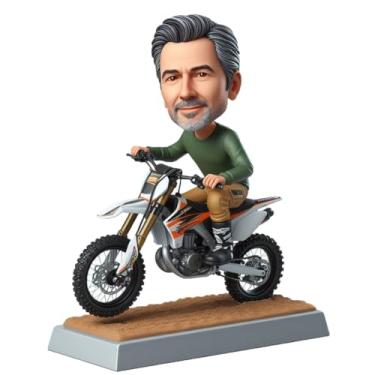 Imagem de Motoqueiro de motocross personalizado com roupa verde para entusiastas de bicicleta suja aventureiros ao ar livre ornamento de mesa dinâmico lembrança artesanal