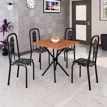 Imagem de Conjunto Sala de Jantar 4 Cadeiras Lívia Preto