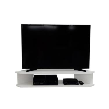 Imagem de Rack Suspenso para TV de até 39” Aparador Bancada Estante de Canto Branco
