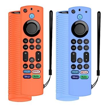 Imagem de Voice Remote Cover, Silicone Remote Cover Case Compatible with Toshiba/Insignia Firetv Omni Series or TV 4-Series, Lightweight Anti Slip Shockproof Remote Cover Case with Lanyard (Orange & Blue Glow)