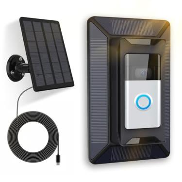Imagem de Carregador solar para campainha de anel, 2 em 1 com suporte de montagem, compatível com campainha de bateria Ring 3/4/3 Plus, campainha de bateria Ring Pro/Plus (2020/2021/2023)