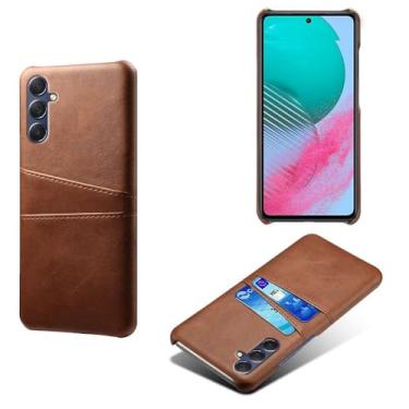 Imagem de Capa compatível com Samsung Galaxy M54 5G, capa de couro PU - Capa de telefone fina à prova de choque com 2 compartimentos para cartão, proteção anti-impressão digital e antiqueda, plástico de couro
