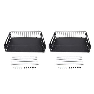 Imagem de Retirar o organizador de gabinete metal multifuncional flexível sob a pia rack slide para fora da gaveta para armários de cozinha material de ferro de armazenamento 2pcs Conjunto (Curto)