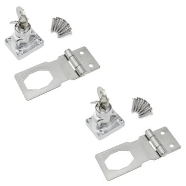 Imagem de Maxmoral 2 peças de maçanetas giratórias de metal prata para chaveiro, 66 x 31 mm, caixa dobrável, fivela, ferragens, cadeados, ferrolho adequado para porta e armário