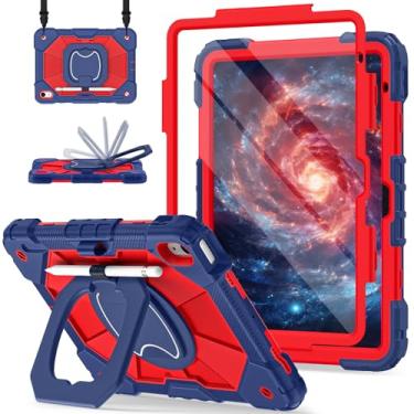 Imagem de Scnioy Capa para iPad (A16) 11ª geração 11 polegadas (2025), iPad 10ª geração 10,9 polegadas (2022), capa à prova de choque com suporte giratório de 360°, alça de ombro para caneta, azul marinho