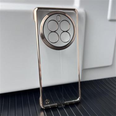Imagem de Para OPPO Realme 12 Pro plus realme12pro sem moldura ultrafina capa de celular para PC rígido capa de celular à prova de choque capa traseira, dourada, para Realme 12 Pro