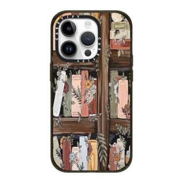 Imagem de CASETiFY Capa Impact para iPhone 14 Pro [4X testada contra quedas de grau militar/proteção contra quedas de 2,5 metros/compatível com Magsafe] - Bookshelf Garden by KT's Canvases - Preto transparente