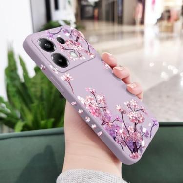 Imagem de Capa de silicone com estampa de flores caindo para Xiaomi Poco X6 F6 M6 M5 M5S F5 X5 F4 X4 M4 F3 M3 X3 Pro 4G 5G GT, roxo claro, para Poco M6 Pro 4G