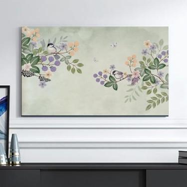 Imagem de Capa de TV com estampa floral chinesa para TV interna de 81 a 203 cm de tecido macio capa protetora contra poeira e sol para tela plana/TVs curvas para televisão decorativa-flor||55 polegadas
