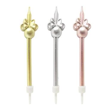 Imagem de Vela para bolo de aniversario minnie mouse cores metalizadas - Silver 