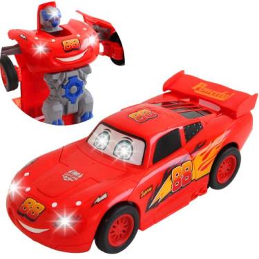 Imagem de Carro Relampago Vira Robô Com Luz e Som Bate e Volta - Mcqueen