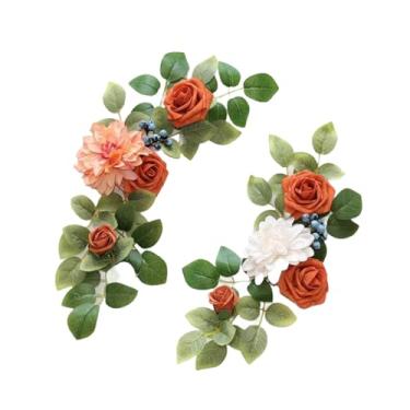 Imagem de Fancyes 2x Flores de Arco de Casamento, Decoração de Placa de Boas-vindas, Folhas Verdes Rústicas, Flores Artificiais para Cerimônia de Aniversário, Estilo E