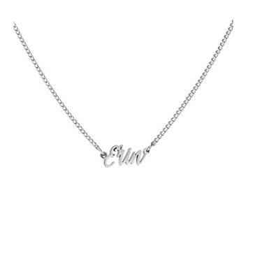 Imagem de WIGERLON Colar com nome personalizado pingente banhado a ouro branco 18 k para mulheres e meninas Prata