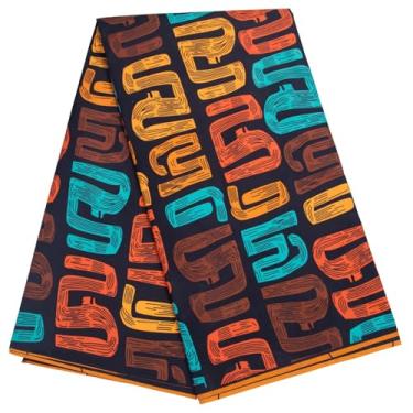 Imagem de ANNINGWAX Tecido africano 6 jardas Ankara Tribal Print Dashiki Tecido de cera de poliéster