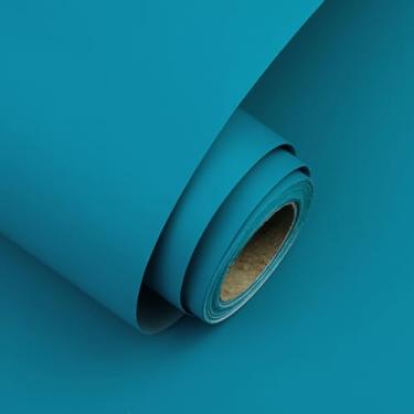 Imagem de Papel de parede verde-azulado 39,9 cm x 497,8 cm papel de contato de cor sólida moderno papel de parede de vinil autoadesivo removível para quarto, prateleira, bancadas, armários