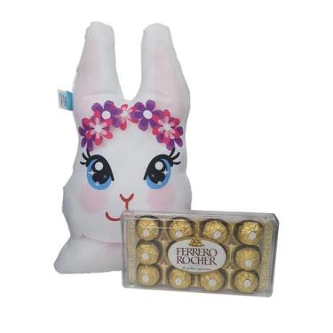 Imagem de Kit de Presente Páscoa Chocolate Ferrero Rocher e Almofada Coelho, Kit