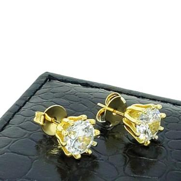 Imagem de Brincos Solitário Cristal Banho Ouro 18k 2240 - Très Chic Joias, Doura