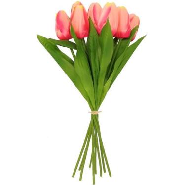 Imagem de Maço 9 Buquês Tulipas Rosa 40cm Flores Artificial Plantas - La Caza St