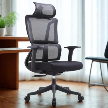 Imagem de Cadeira de Escritório Ergonômica com Encosto Alto em Tela Mesh e Apoio de Cabeça Ajustável Duoffice DU332 Zouk