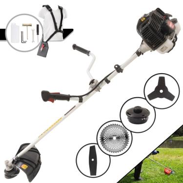 Imagem de Roçadeira Podador de Grama À Gasolina KW52-LE 2T 52cc 2,5HP de Alta Performance Com Carretel e Faca 3 Pontas + EXTRA Faca 2 Pontas e Faca 40 Dentes