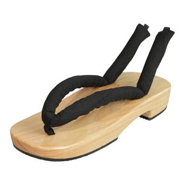 Imagem de Anime unissex cosplay versátil verão tamanco de madeira sapato cosplay japonês Oshitari adereço com 2 pares de meias chinelos, Preto, 35