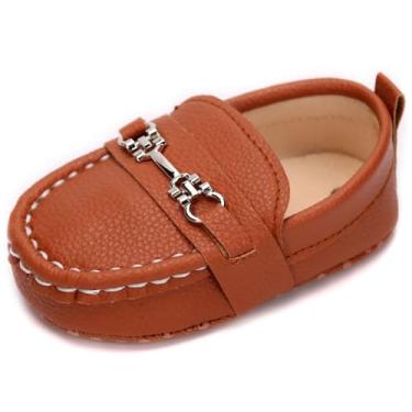 Imagem de Tênis infantil de couro sintético com sola macia para recém-nascidos primeiros andadores, 001 marrom, 12-18 Months Toddler