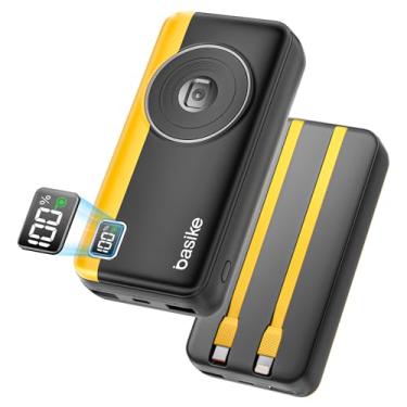 Imagem de Power Bank 20000mAh, Basike Carregador Portátil 2 Saídas USB-A(até 22.5W) + Tipo-C(até 22.5W) com Cabo, Carregamento Rápido, Led Indicador de Bateria Proteção Inteligente (Preto)