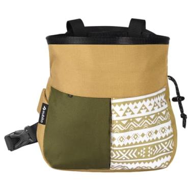 Imagem de Aymzbd Bolsa de Giz para Escalada, Cinto Ajustável, Bolsa de Armazenamento Multifuncional para Equipamento de Escalada, Transporte, Cáqui Pequeno
