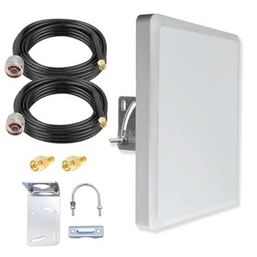 Imagem de Antena de painel MIMO 2,4 G, 5 GHz, 5,8 G, 2 x 2 MIMO, antena direcional externa, montagem em poste com cabo de extensão de 3 metros, macho SMA e adaptador RP-SMA para recepção WiFi de longo alcance
