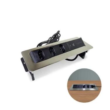 Imagem de Torre de Embutir Linear PowerDock H1-I com 03 Tomadas 20A e 02 USB Níq