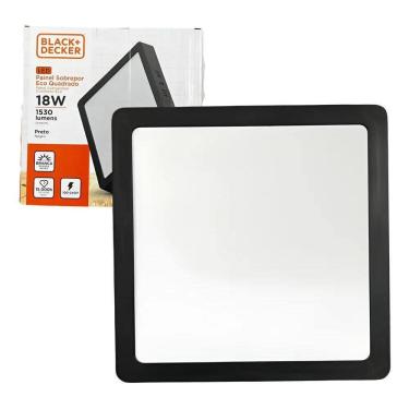 Imagem de 2X Painel Plafon Quadrado Sobrepor 18W Preto Branco Frio 650