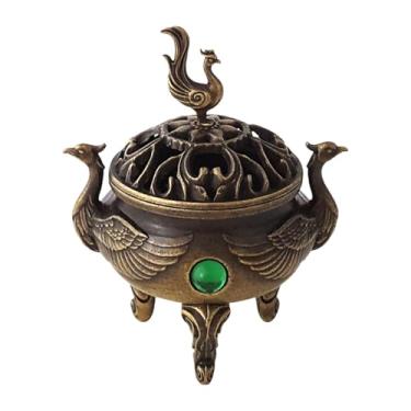 Imagem de KiBcsLic Queimador de incenso retrô, suporte de cone de incenso, ornamento de mesa para sala de estar, casa, ioga, quarto, spa, Fénix