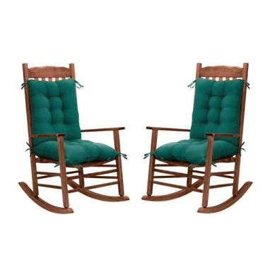 Imagem de TESICA Conjunto de 2 almofadas de substituição para cadeira de balanço de pátio, almofadas de assento alto para varanda, deck, jardim, verde escuro