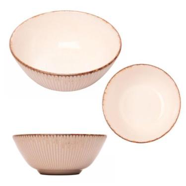 Imagem de Bowl em Cerâmica 400ml Linear Para Sopas, Caldos Café da Manhã Branco 