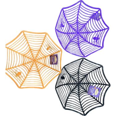 Imagem de Petisqueira Teia de Aranha Halloween Laranja Roxo Preto 27x27x7,8cm Sortido - Festive