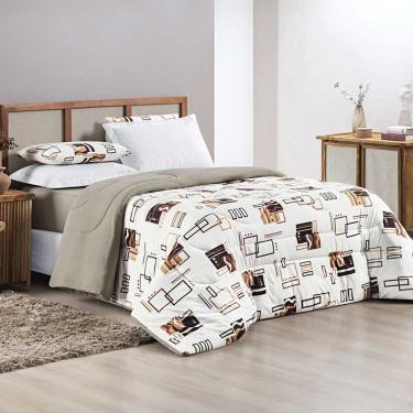 Imagem de Kit Edredom Grace King 01 Peça 100% Algodão Dupla Face Extra Macio Estampado - Avelã