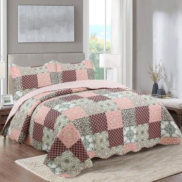 Imagem de Kit Cobre Leito Colcha Queen Boutik Dupla Face - Gabriela