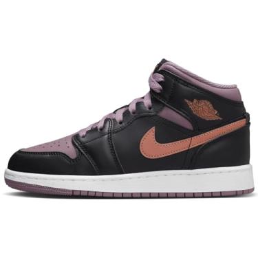Imagem de Tênis infantil Air Jordan 1 Mid Big, Preto/Sky J Mauve/Branco/Sky J Laranja, 5.5 Big Kid