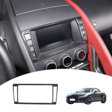 Imagem de Moldura de painel de navegação GPS para painel de navegação central Jaguar F-Type 2013-2024, acabamento de painel de tela de controle multimídia (molduras decorativas multimídia, fibra de carbono)