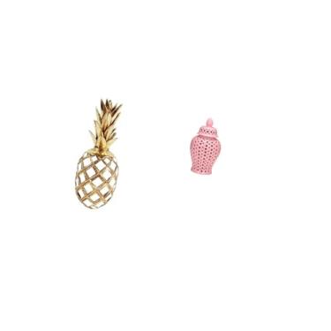 Imagem de Fenteer Escultura de Mesa em Resina Dourada E Vaso de Porcelana com Jarra de Gengibre, Ornamento Decorativo para Escritório, Quarto, Sala de Estar, Armário, L