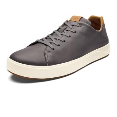 Imagem de OLUKAI Lae'ahi Li 'ILI Tênis masculino de couro, sapatos de couro de flor integral flexível, salto embutido e solas de borracha para todos os climas, Pedra/Pedra, 39
