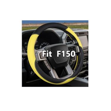 Imagem de OHHMNKK Capa de volante para Ford F150 F250 F350 couro antiderrapante luxo (amarelo)