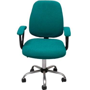 Imagem de Melaluxe Capa para cadeira de escritório com capas de apoio de braço, capa de cadeira de mesa elástica universal, capas de cadeira de computador - azul-petróleo