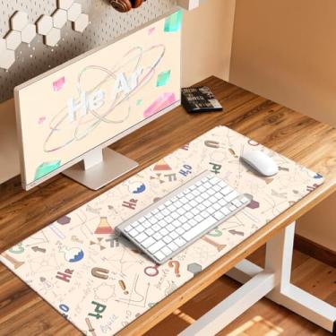 Imagem de iCasso Lindo tapete de mesa, extra grande, tapete de mesa antiderrapante com bordas costuradas, mouse pad educacional para professores e estudantes, almofada de computador com elemento químico para